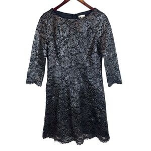 Shoshanna | Black and Silver Lace Cocktail Dress, 4